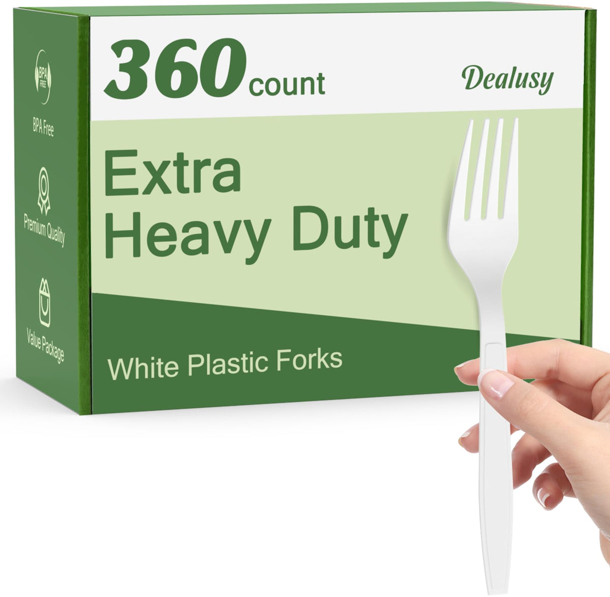 Dealusy Heavy Duty Plastic Forks BPA-Free and Heat Resistant