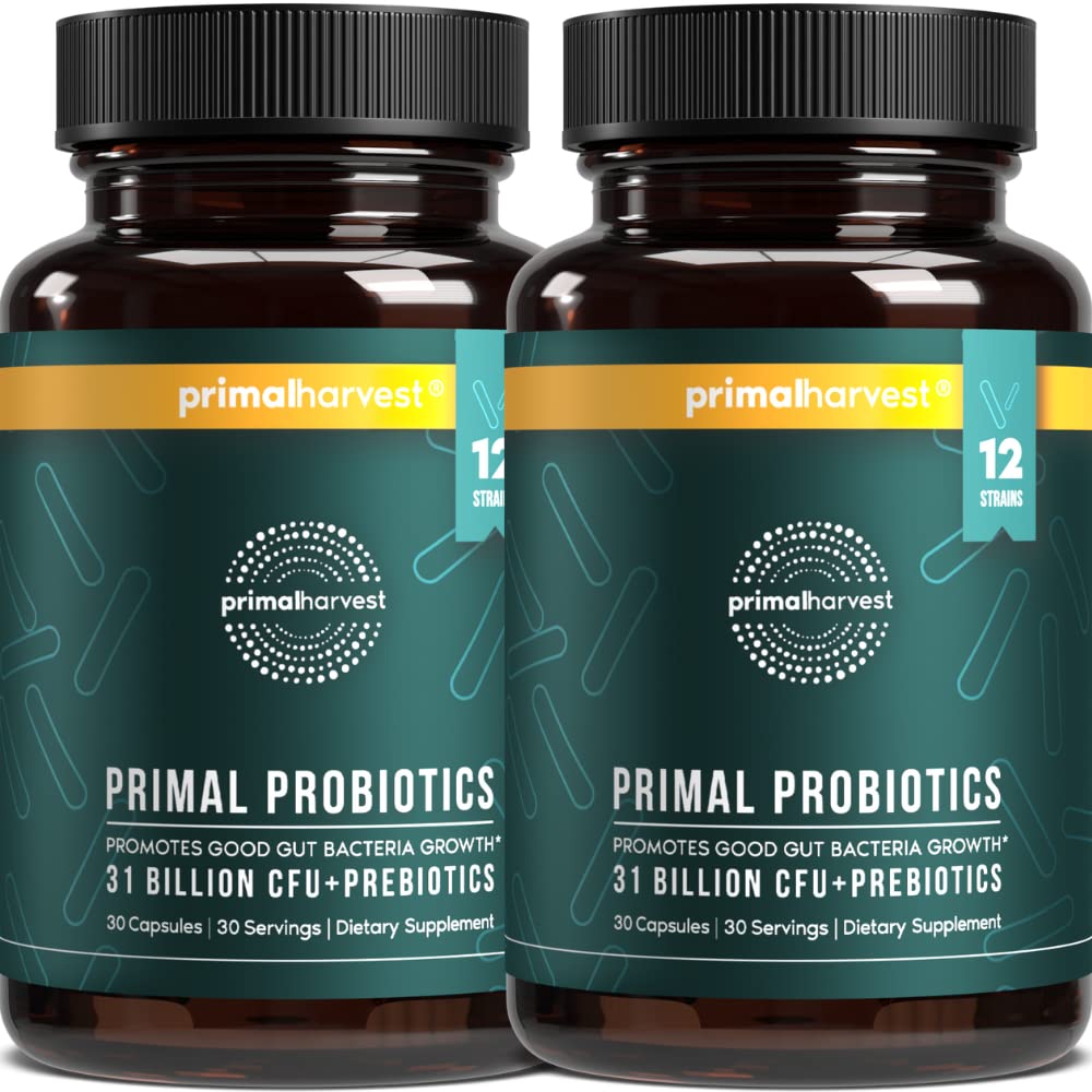 Primal Harvest Probiotics for Women & Men Daily Probiotic with 12 Strains