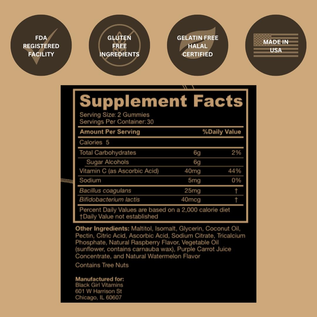 Black Girl Vitamins Probiotic Gummies | Digestive Health


