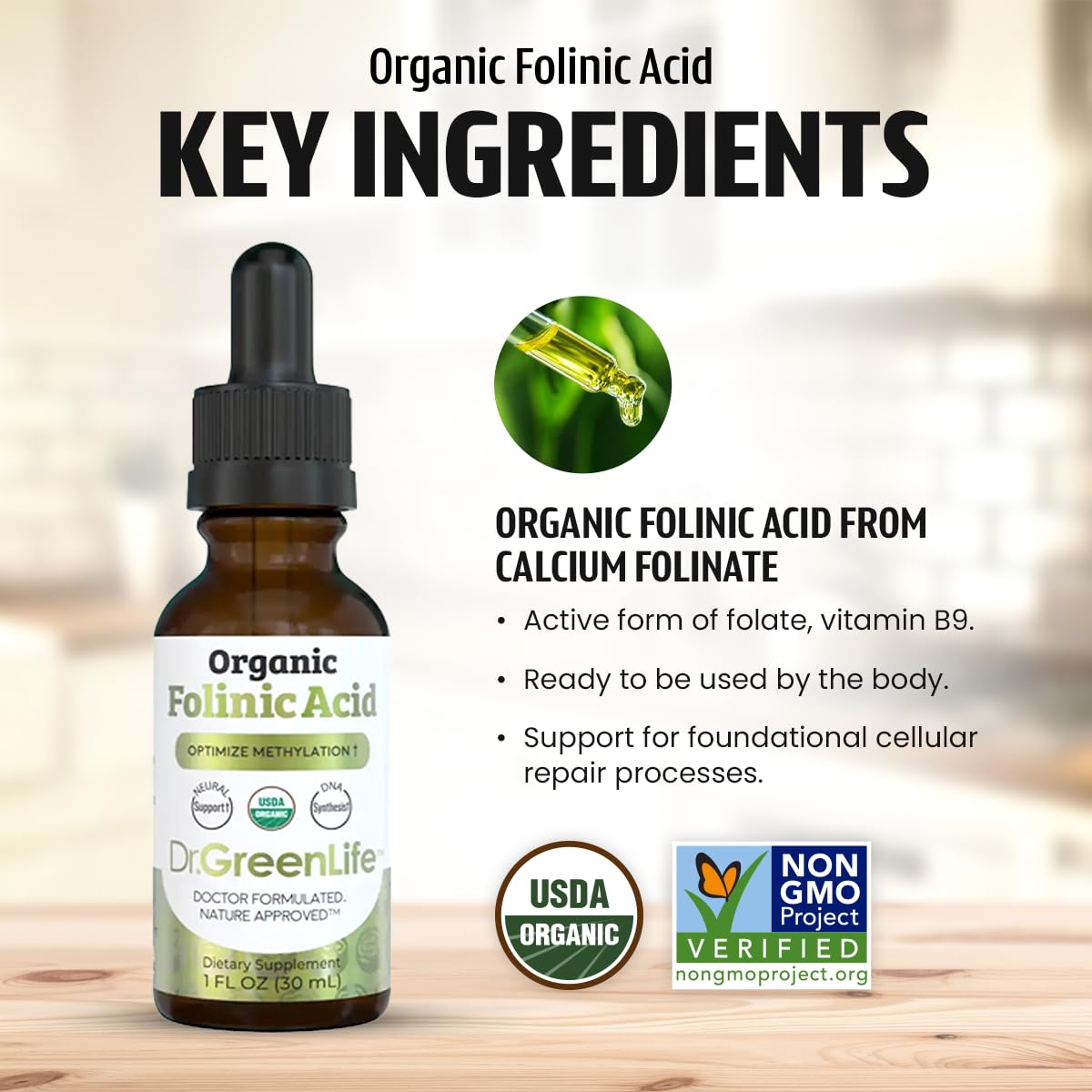 Folinic Acid Liquid Drops by Dr. Green Mom

