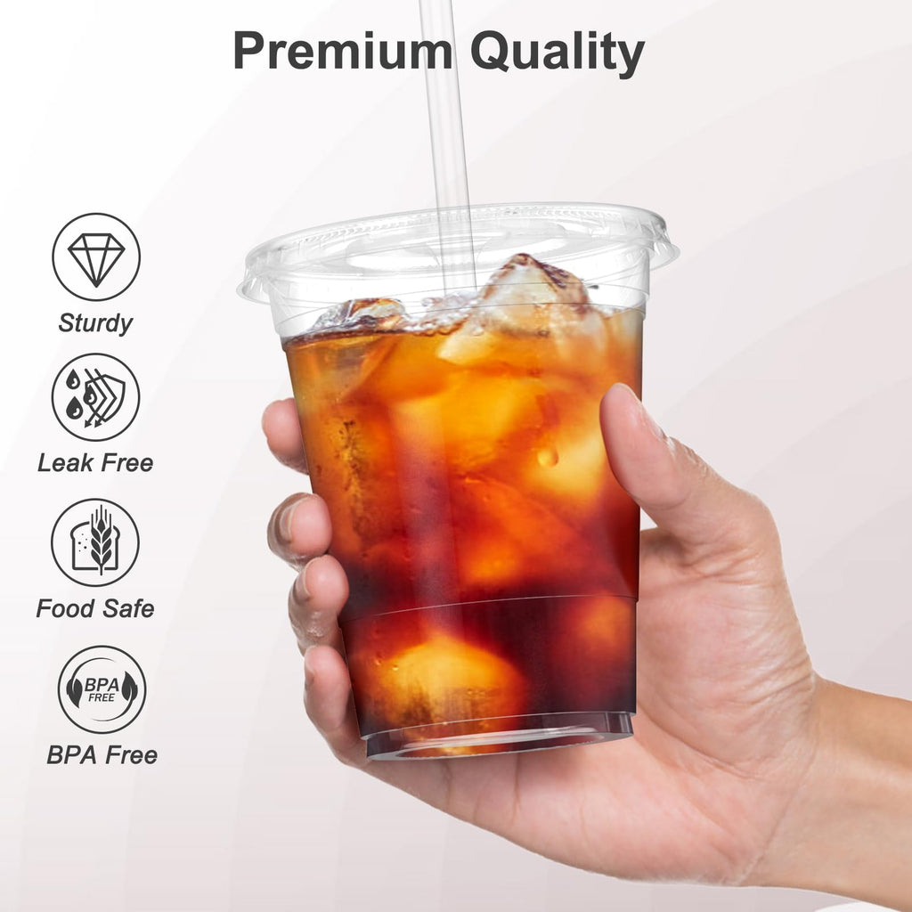 Dealusy Plastic Cups with Lids and Straws - Food Safe

