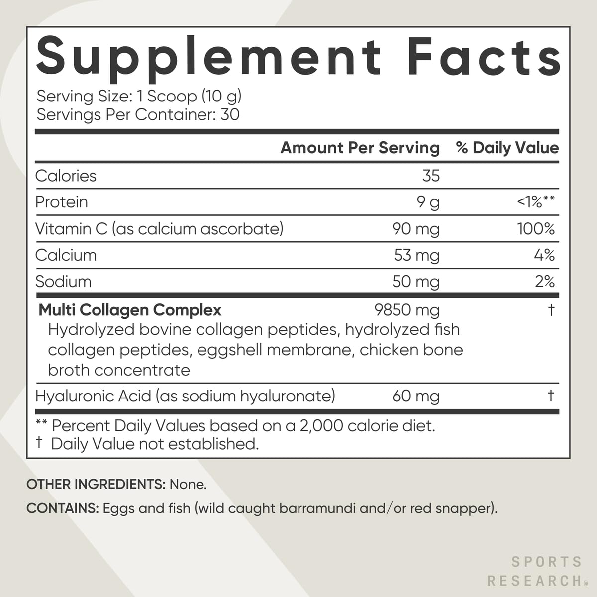 Sports Research Multi Collagen Protein Powder | Hyaluronic Acid

