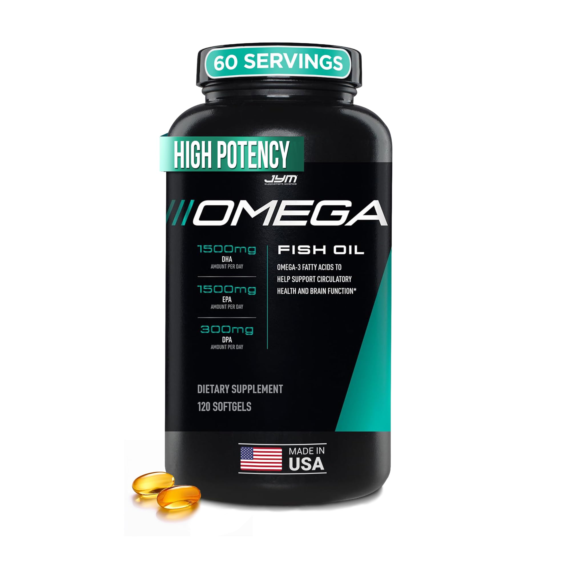 Omega JYM Fish Oil Capsules - Purified Omega-3 EPA DHA


