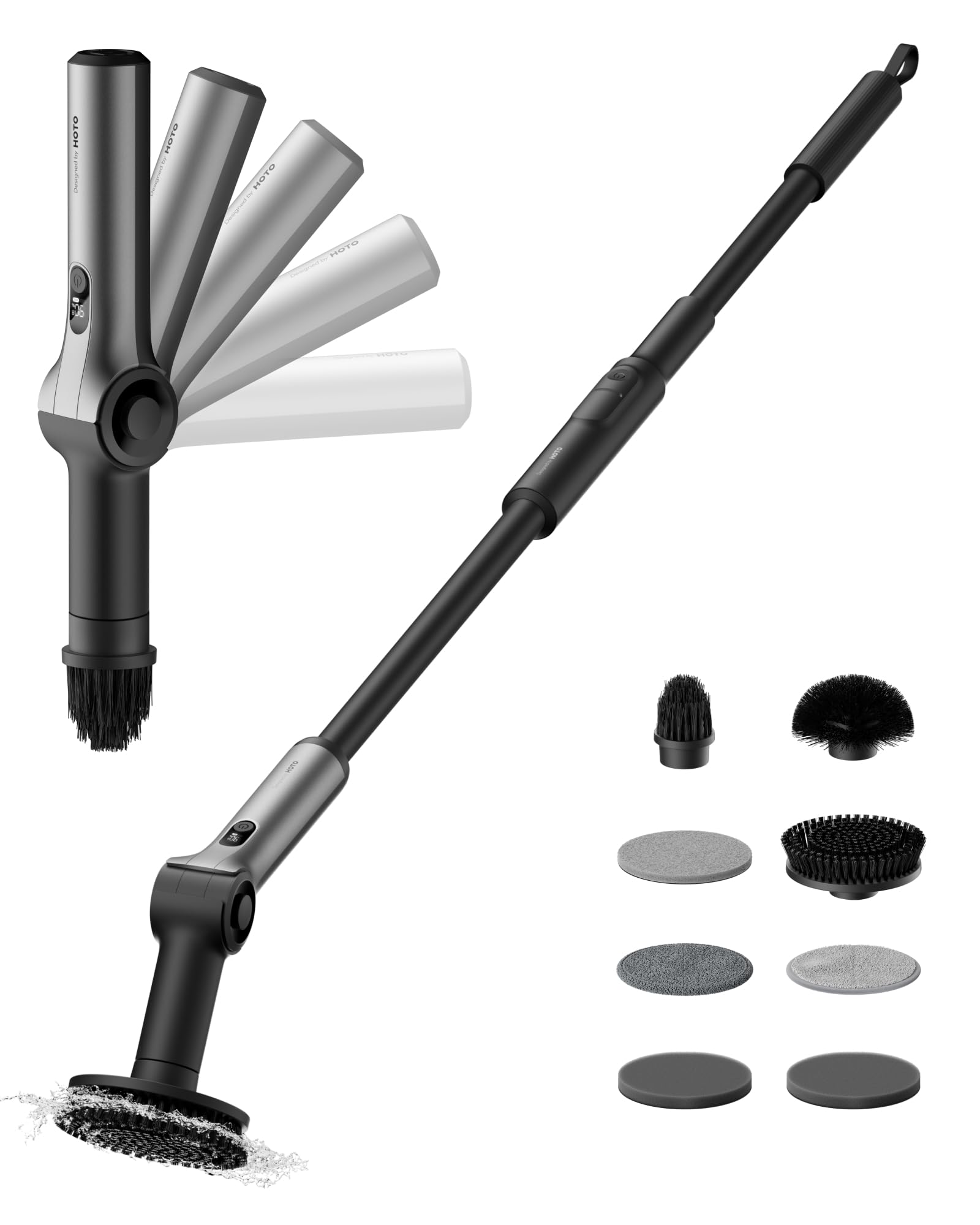HOTO Flexi Cordless Spin Scrubber with Interchangeable Heads

