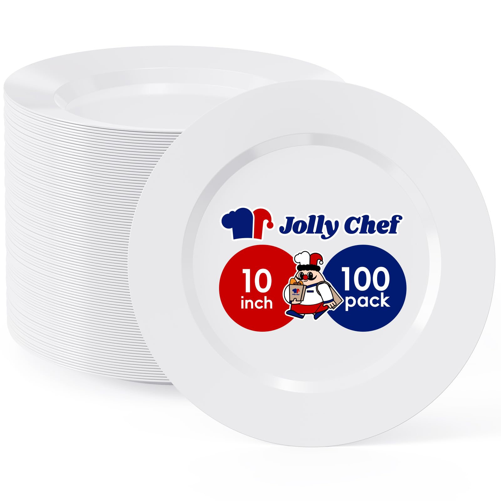 JOLLY CHEF Disposable Plastic Plates 10 Inch Elegant Party Dinnerware