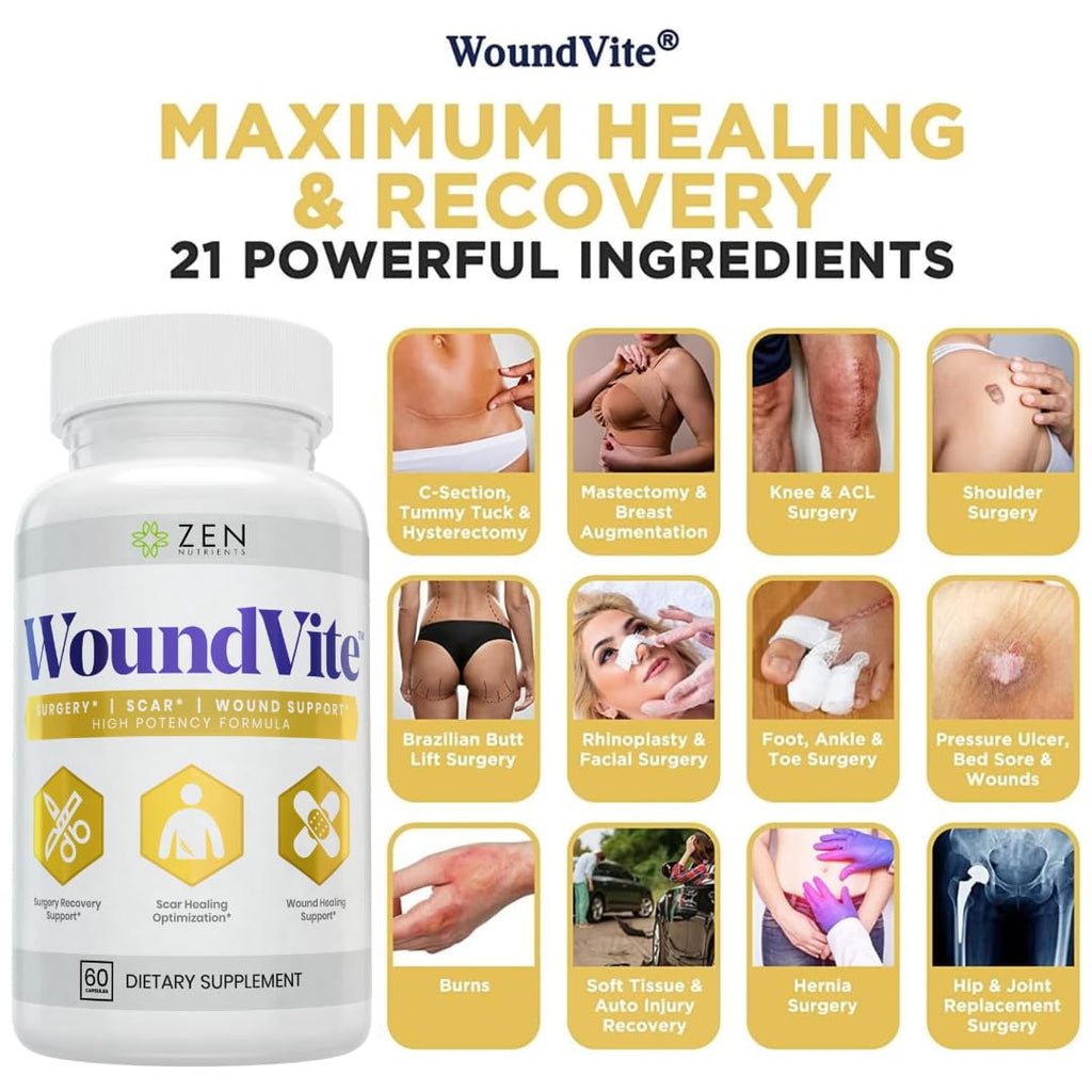WoundVite Pre & Post Surgery Support by Zen Nutrients

