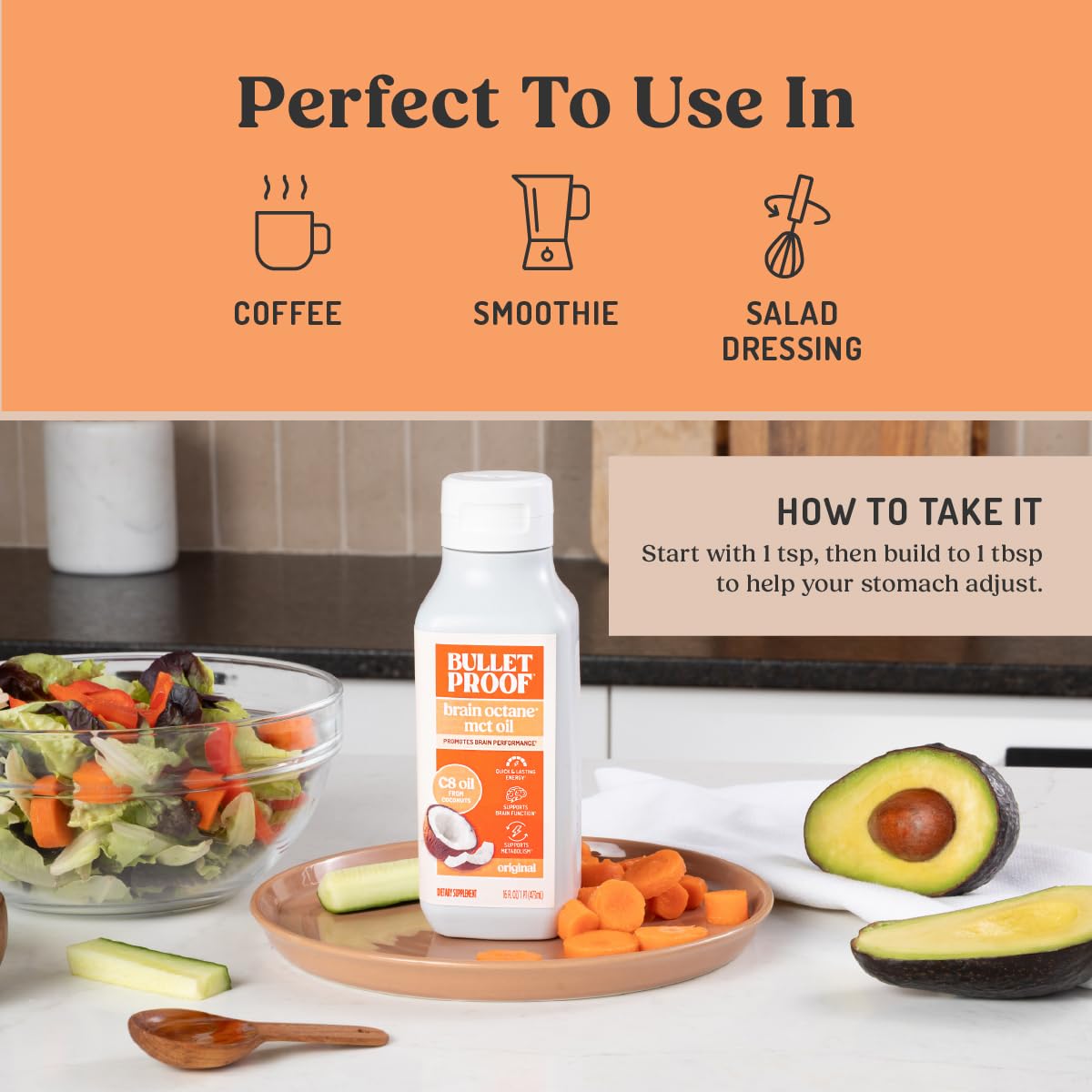 Bulletproof Brain Octane MCT Oil - Pure Coconut Oil for Keto

