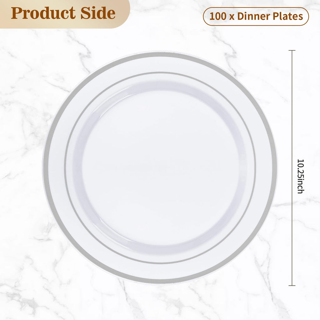 BESTVIP Disposable Plastic Plates with Rim

