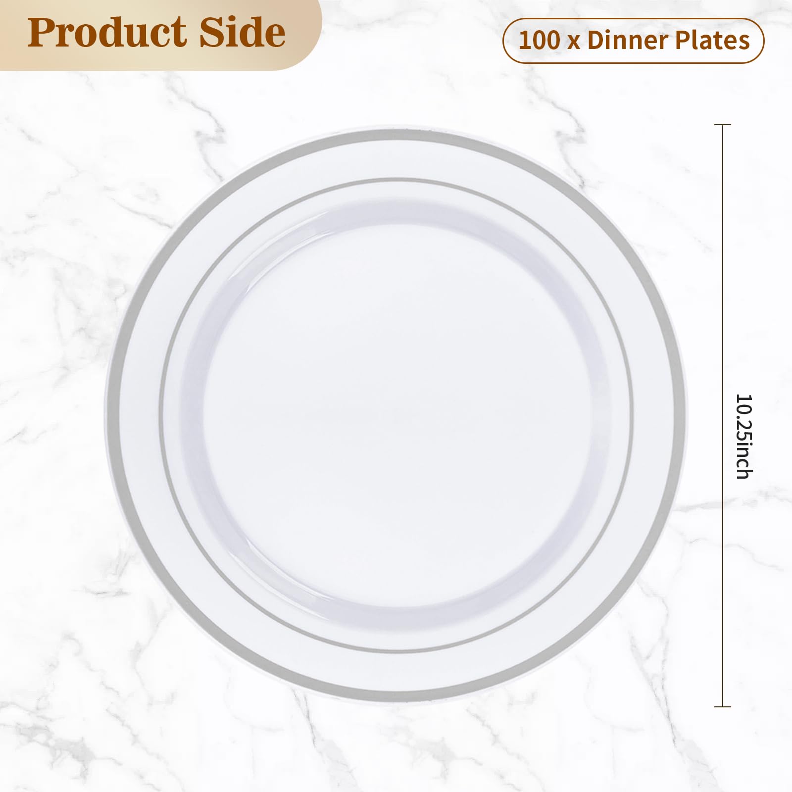 BESTVIP Disposable Plastic Plates with Rim

