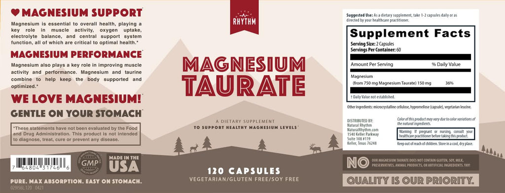 Magnesium Taurate Supplement for Heart & Nerve - Made in USA

