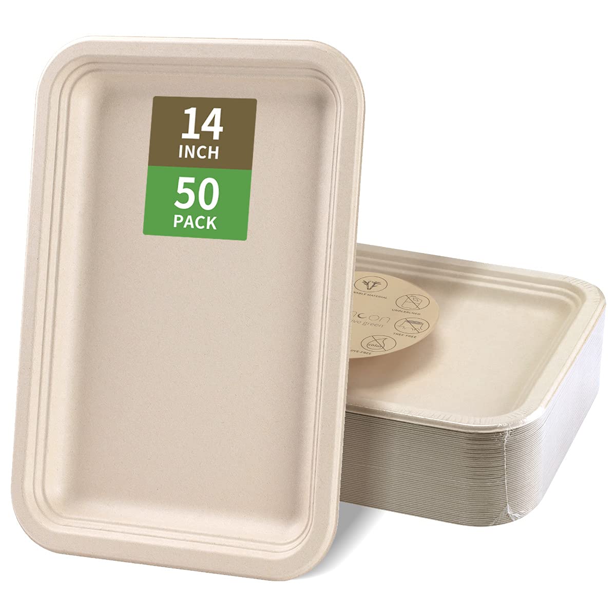 Bloomoon Large Disposable Food Trays Plant-Based Serving Platters