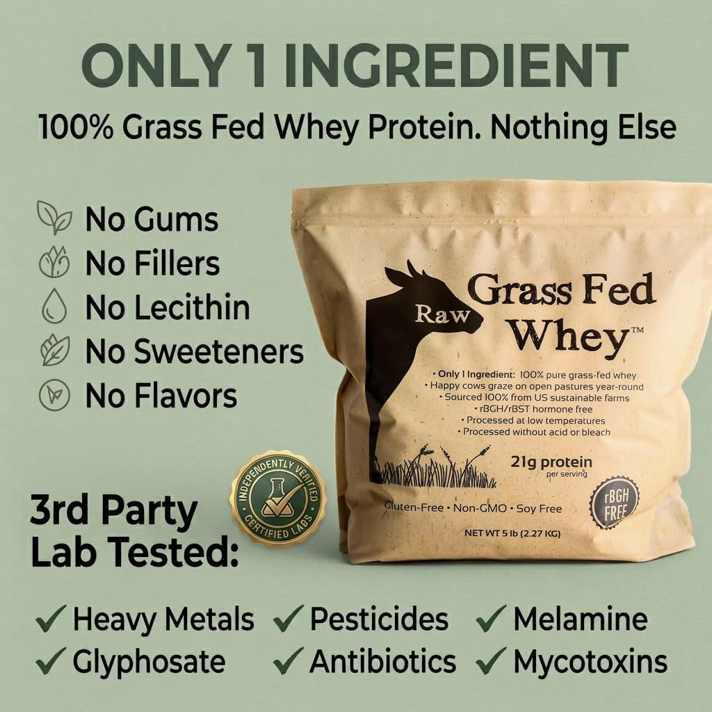 Raw Grass Fed Whey Protein Powder Unflavored 1 Ingredient

