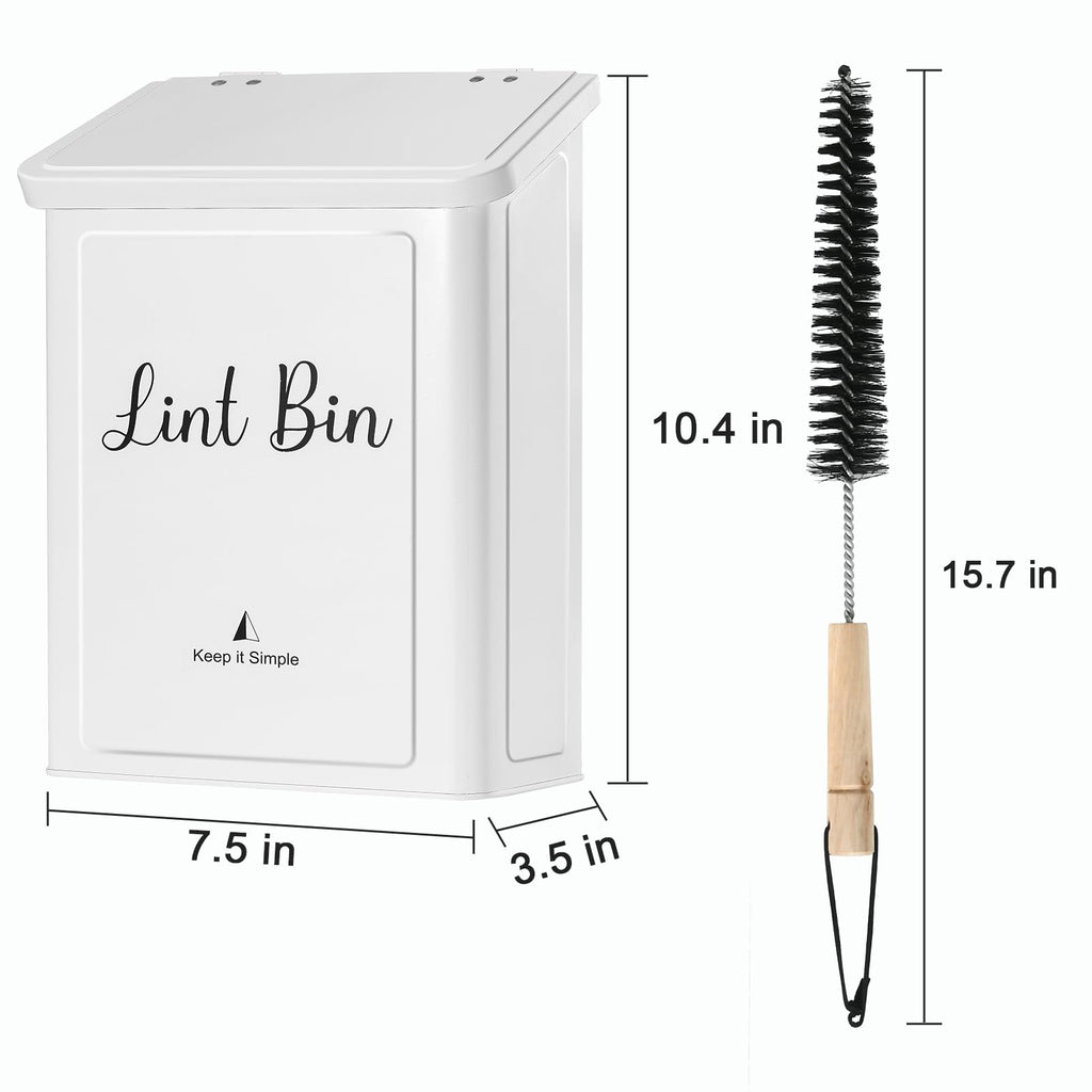 SUBEKYU Magnetic Lint Bin for Laundry Room | Wall Mount Lid

