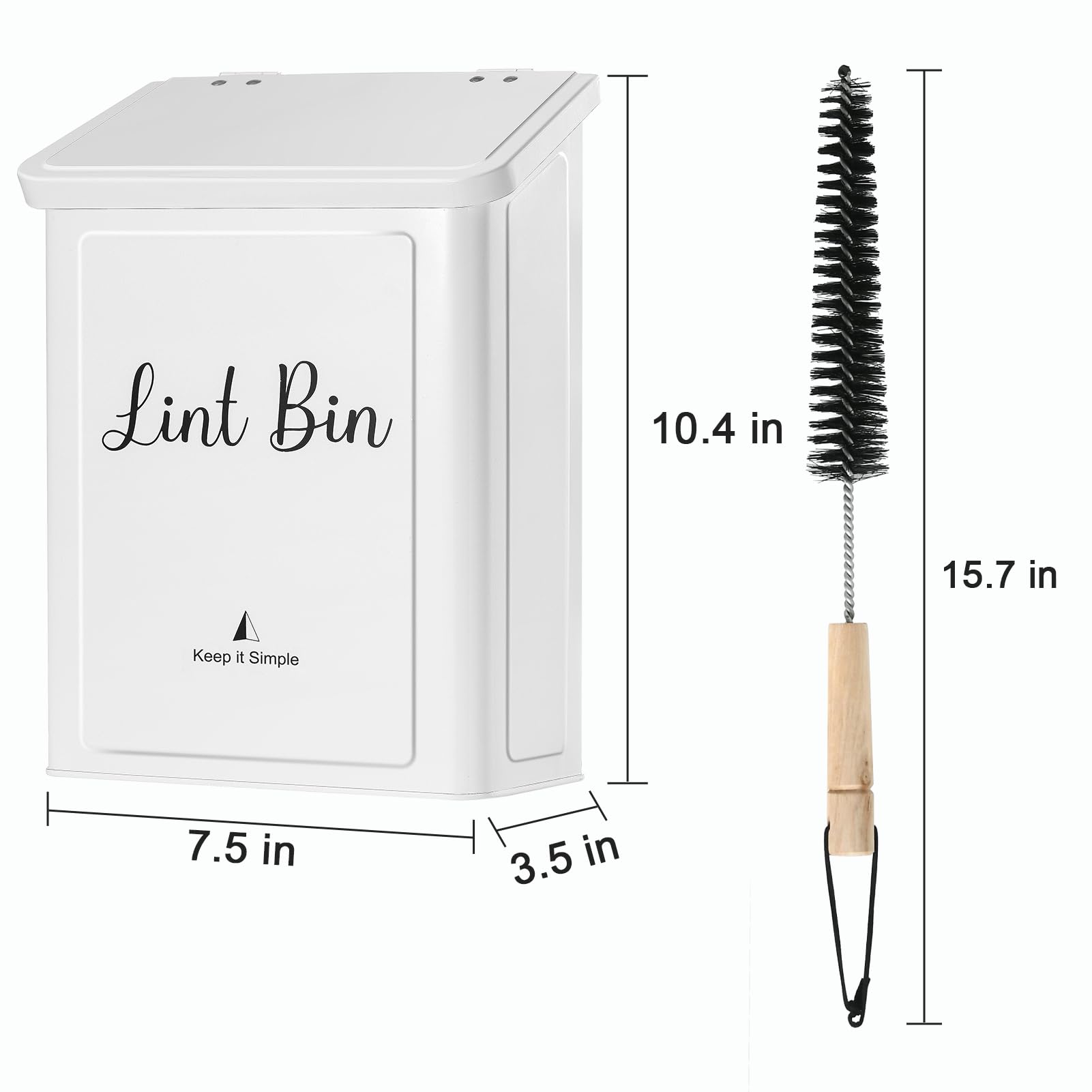 SUBEKYU Magnetic Lint Bin for Laundry Room | Wall Mount Lid

