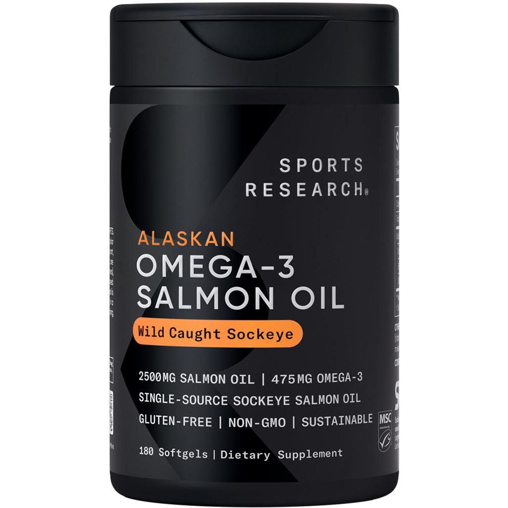 Sports Research Salmon Oil Softgels | Omega-3 EPA & DHA


