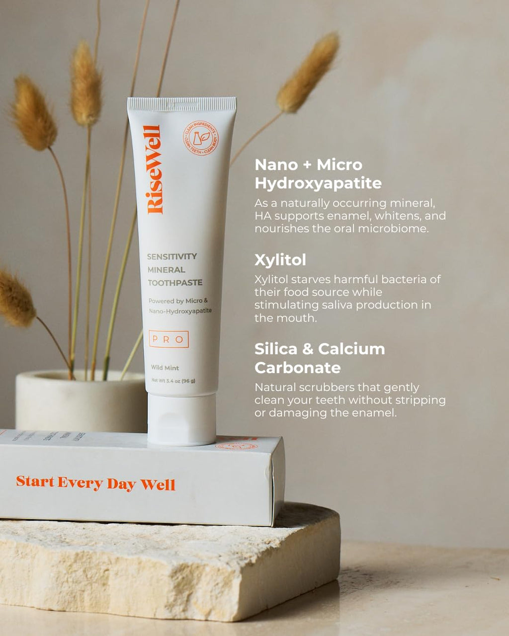 RiseWell PRO Mineral Toothpaste with Hydroxyapatite

