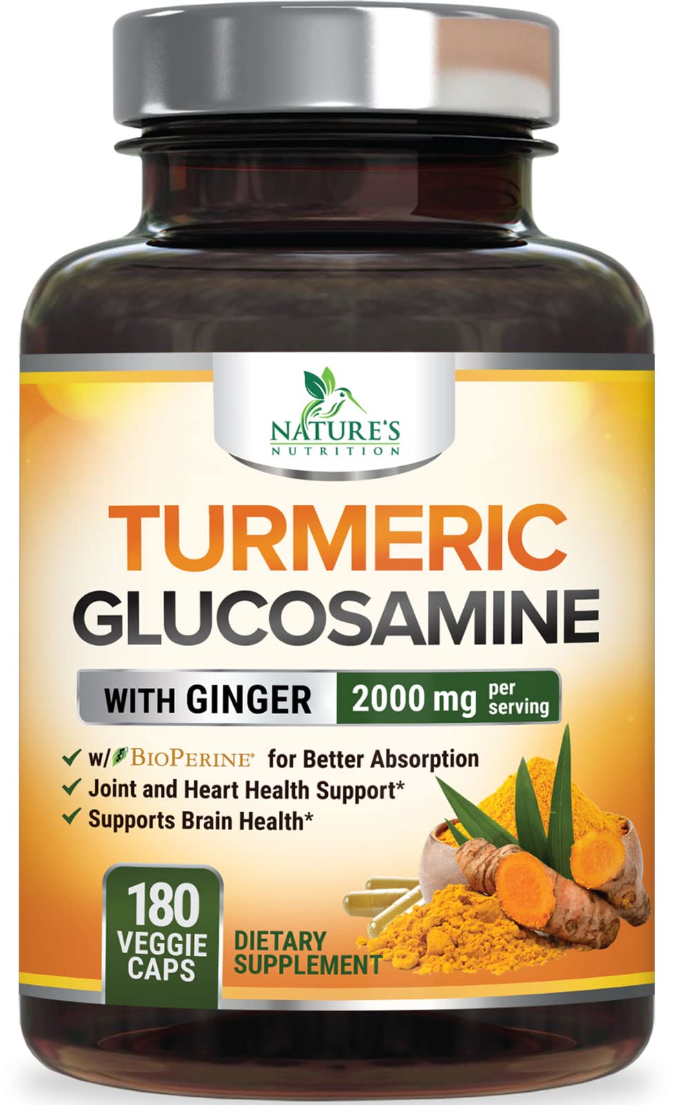 Turmeric Curcumin Capsules with Glucosamine, Ginger & MSM for Joint Support
