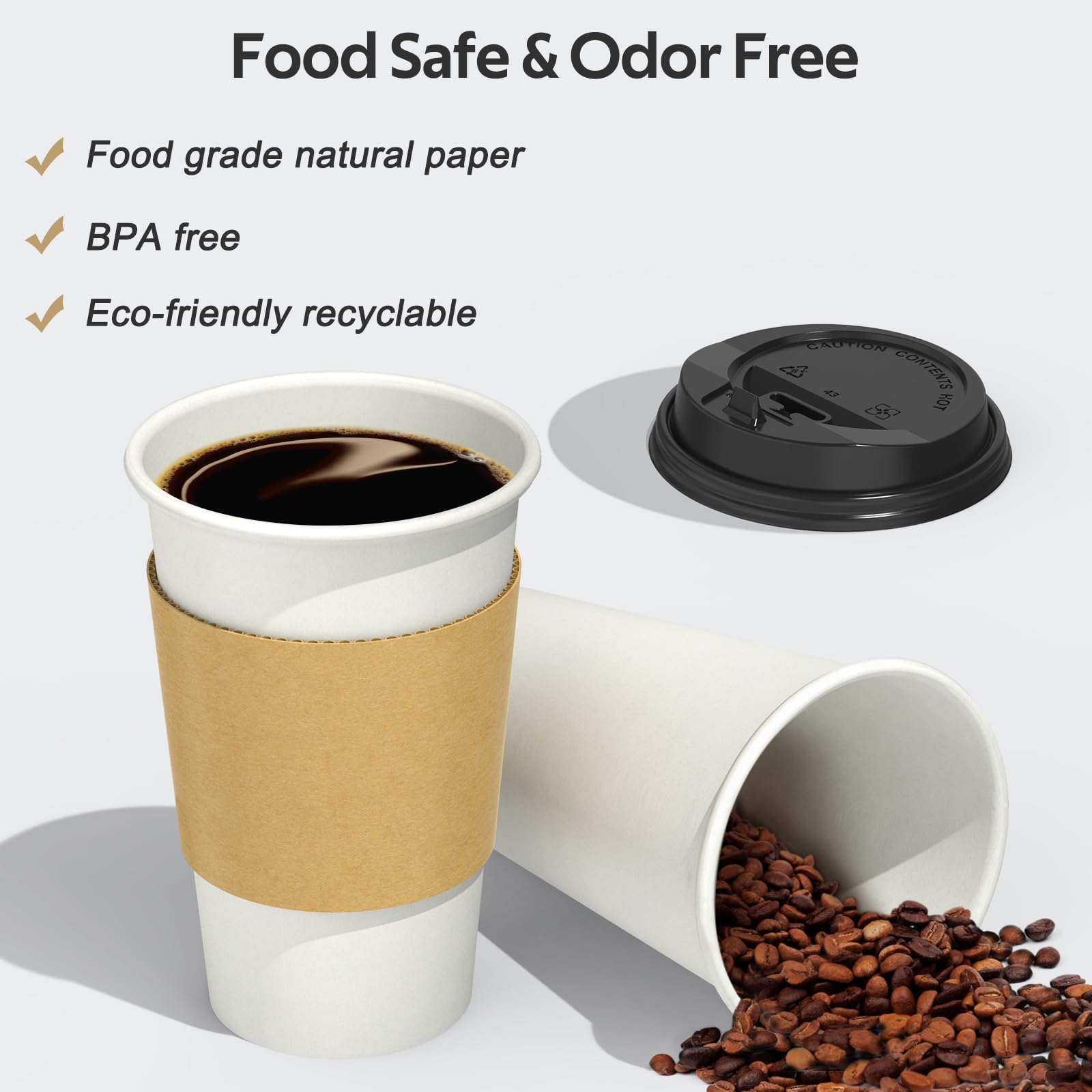 Dealusy Disposable Coffee Cups with Lids and Sleeves

