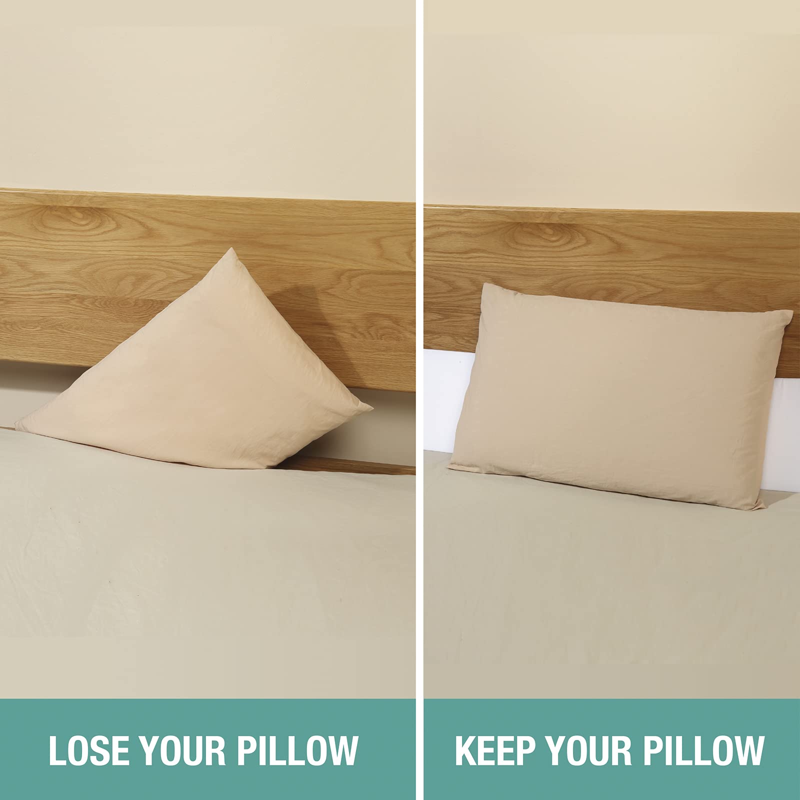 Vekkia Bed Wedge Pillow for Headboard Gap Filler Pockets

