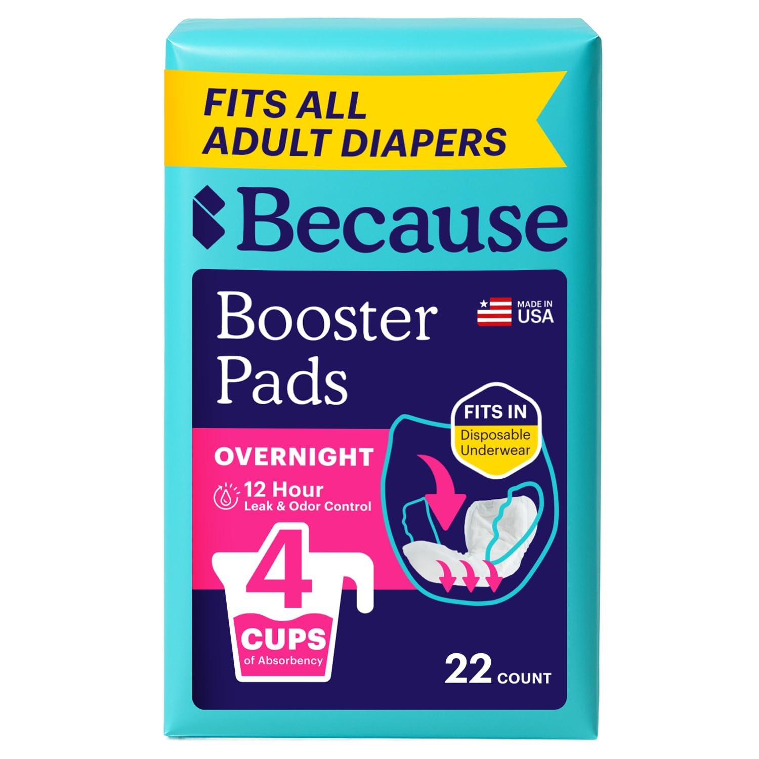 Because Overnight Booster Pads for Incontinence Underwear