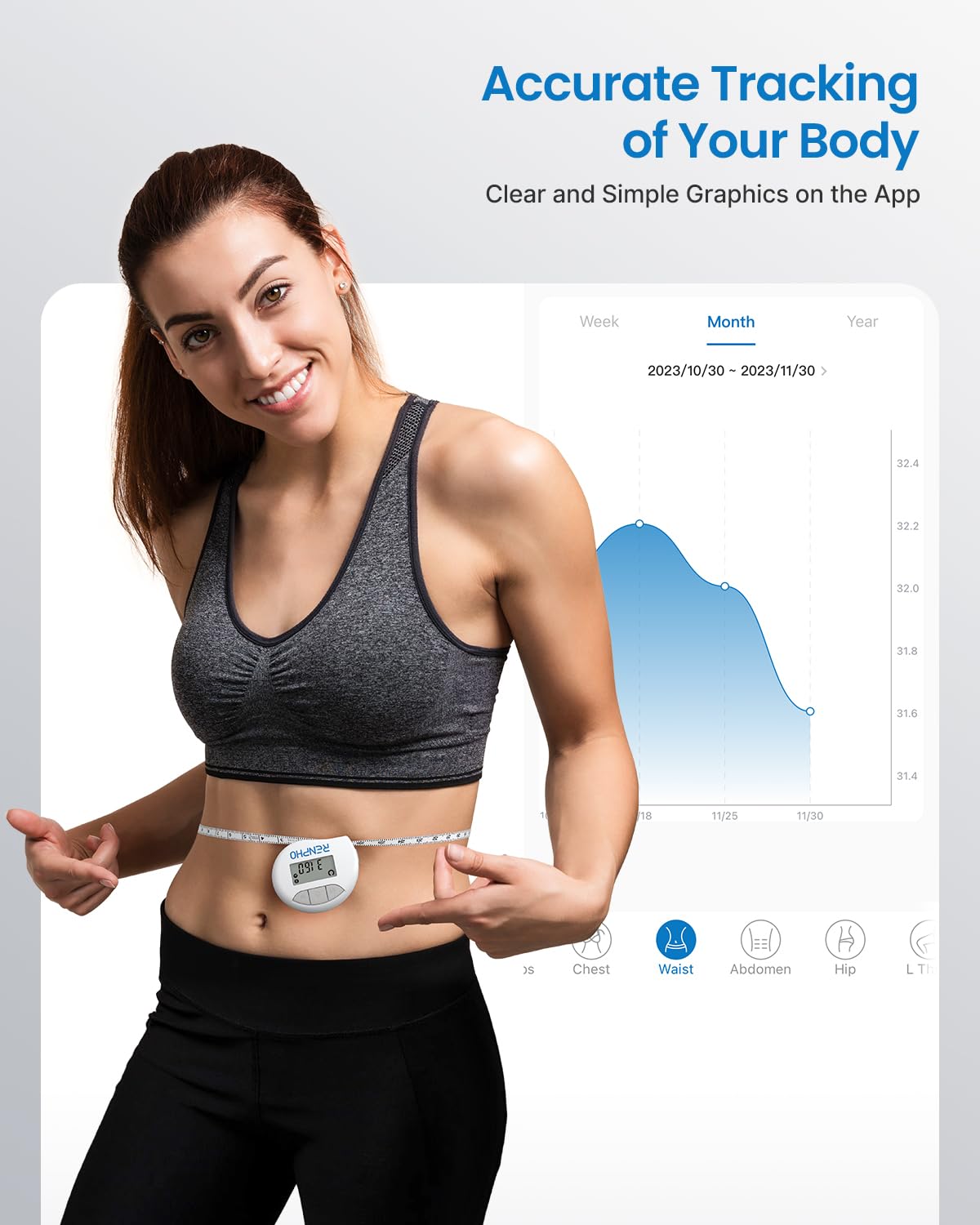 RENPHO Bluetooth Smart Body Measuring Tape with Health App

