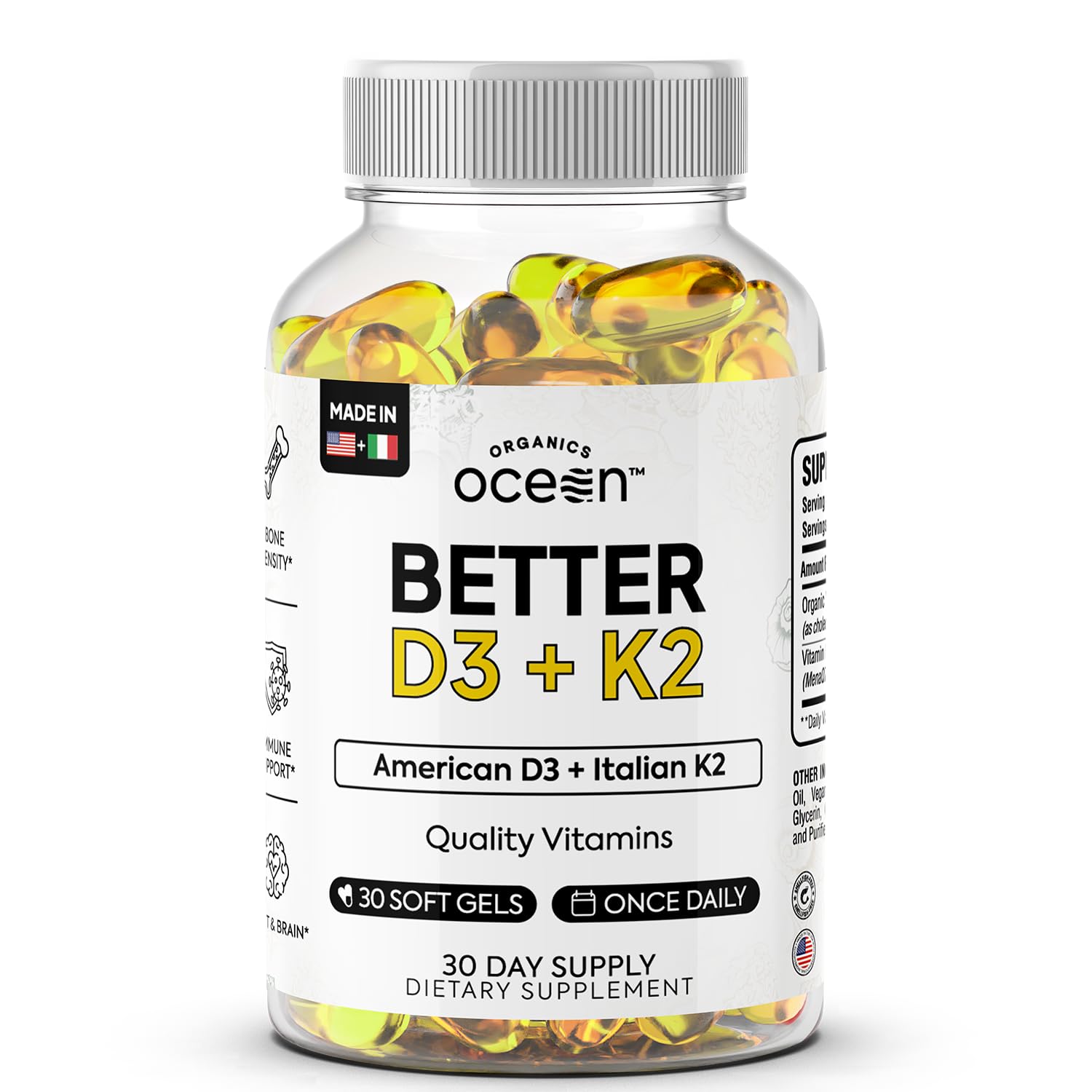 Organics Ocean D3 with K2 Vegan Vitamin D3

