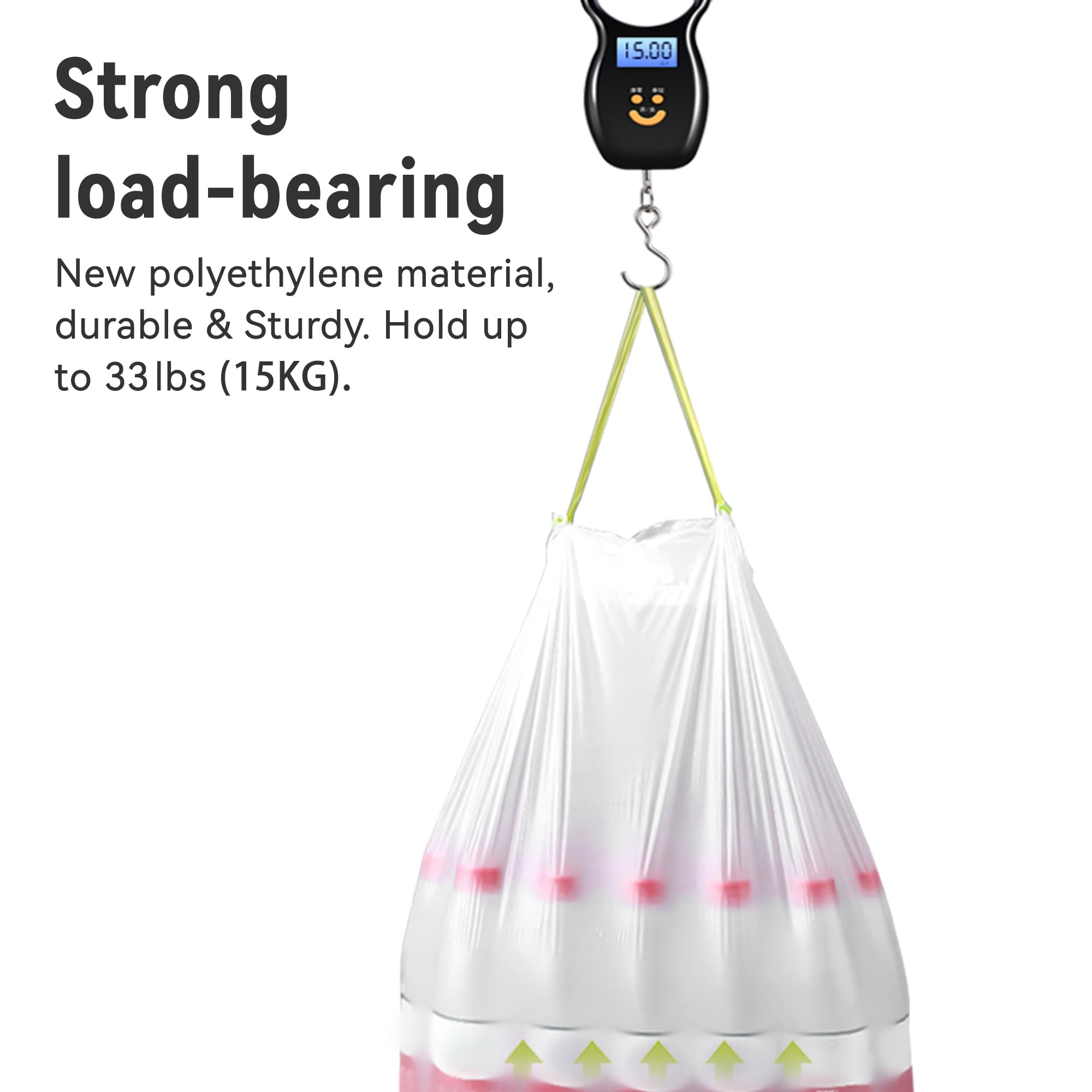 Ninestars Extra Strong White Trash Bags with Drawstring

