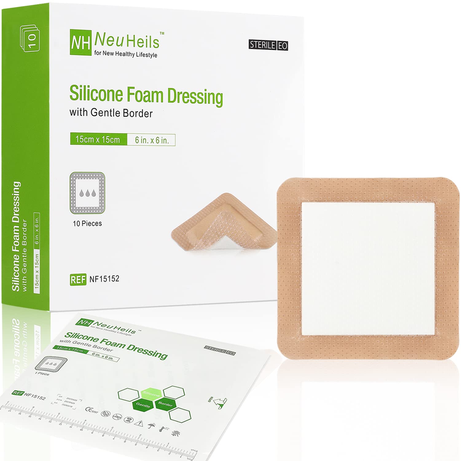 NeuHeils Silicone Adhesive Foam Dressing with Gentle Border