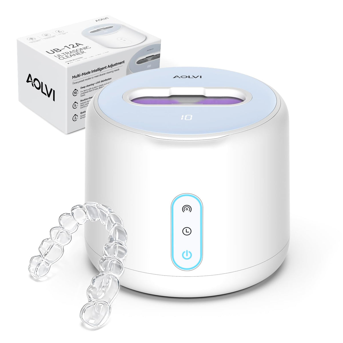 Ultrasonic Retainer Cleaner Machine – IPX6 Waterproof 45kHz UV Light, 200ml Tank