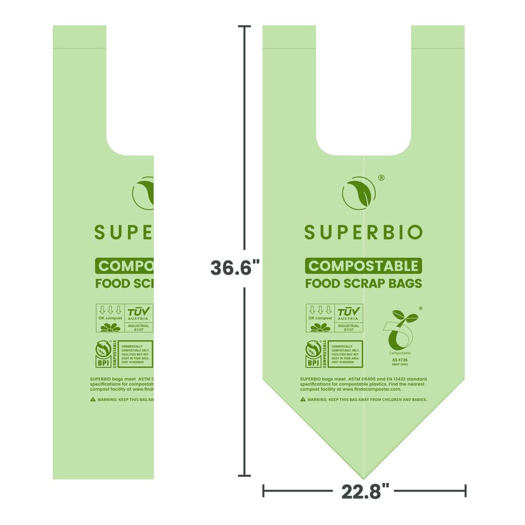 SUPERBIO Compostable Kitchen Waste Bags with Handles

