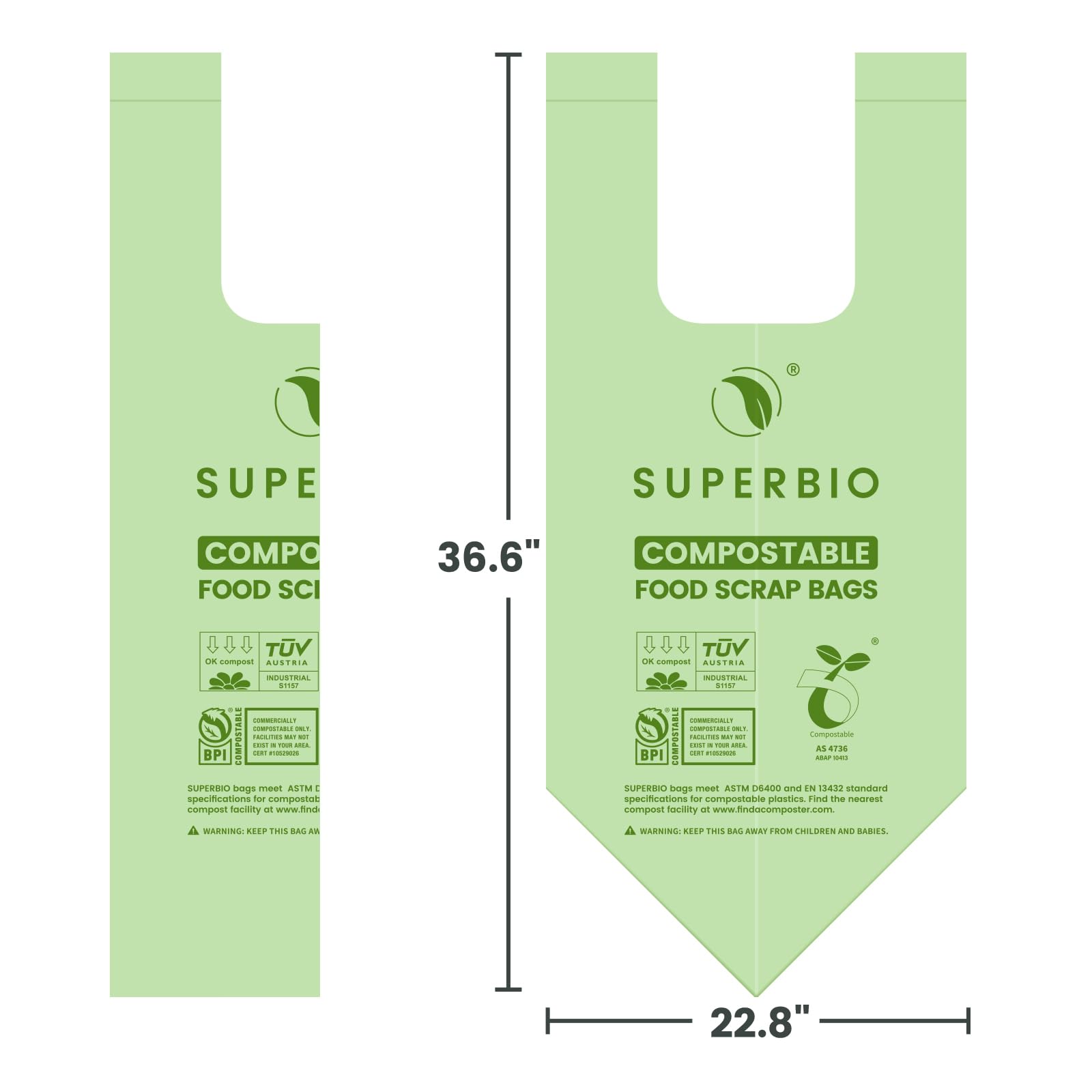 SUPERBIO Compostable Kitchen Waste Bags with Handles

