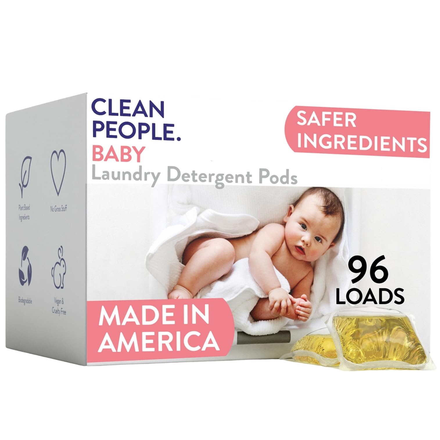 The Clean People Laundry Detergent Pods - Hypoallergenic Plant-Based Formula
