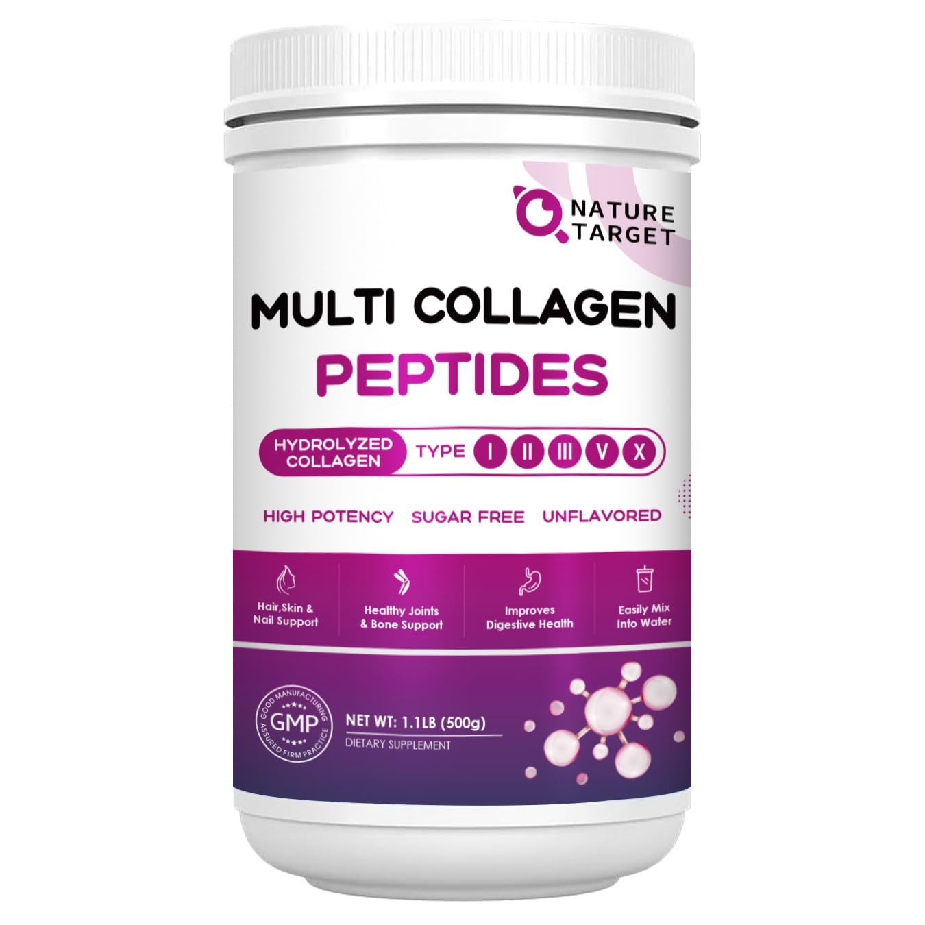Nature Target Collagen Peptides Powder with Vitamin C & HA

