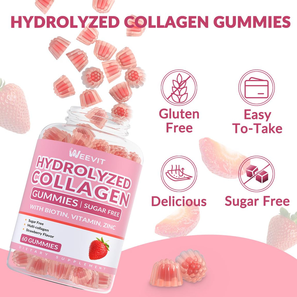 Sugar Free Collagen Gummies for Women with Biotin & Vitamins

