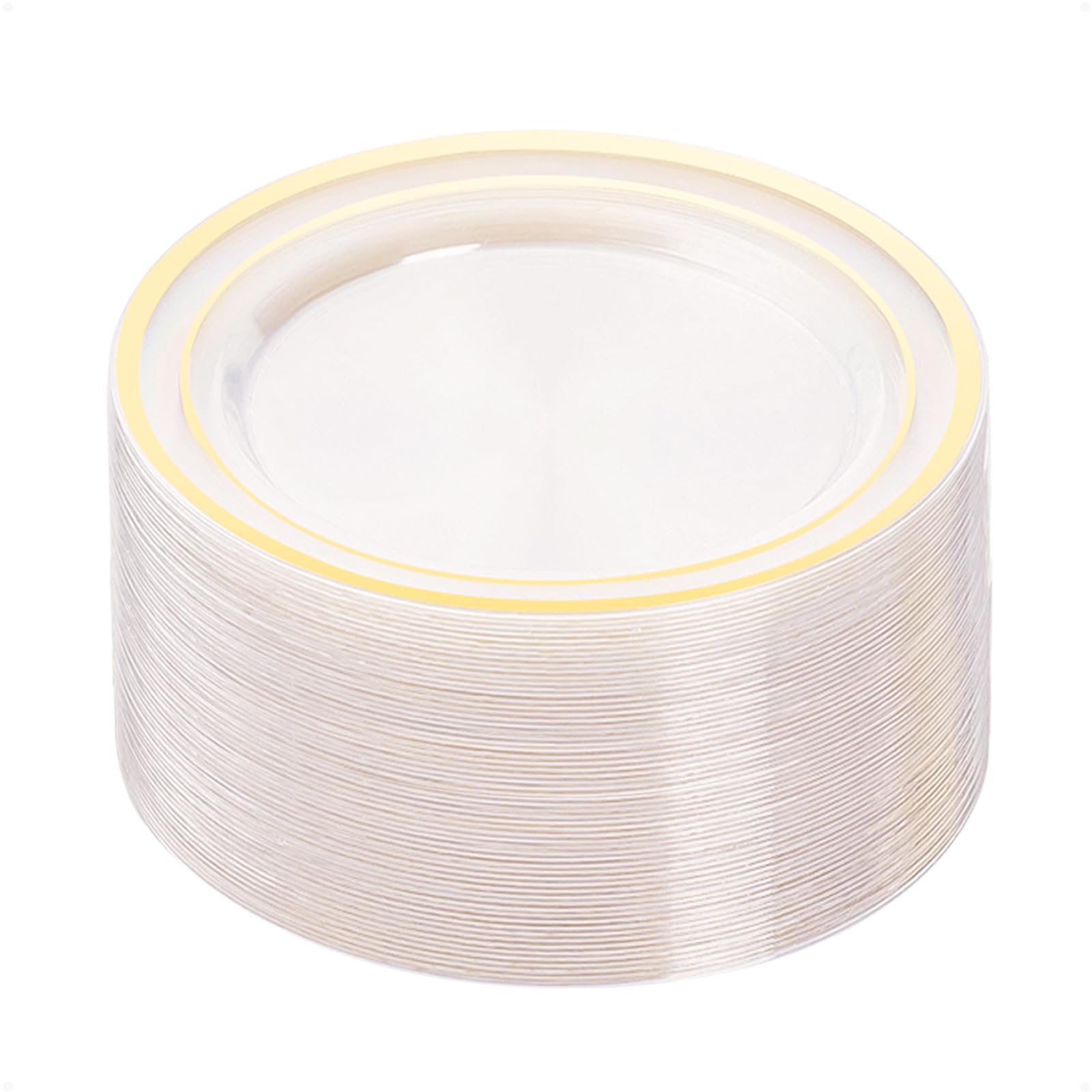 BESTVIP 10.25 Inch Disposable Plastic Plates with Rim