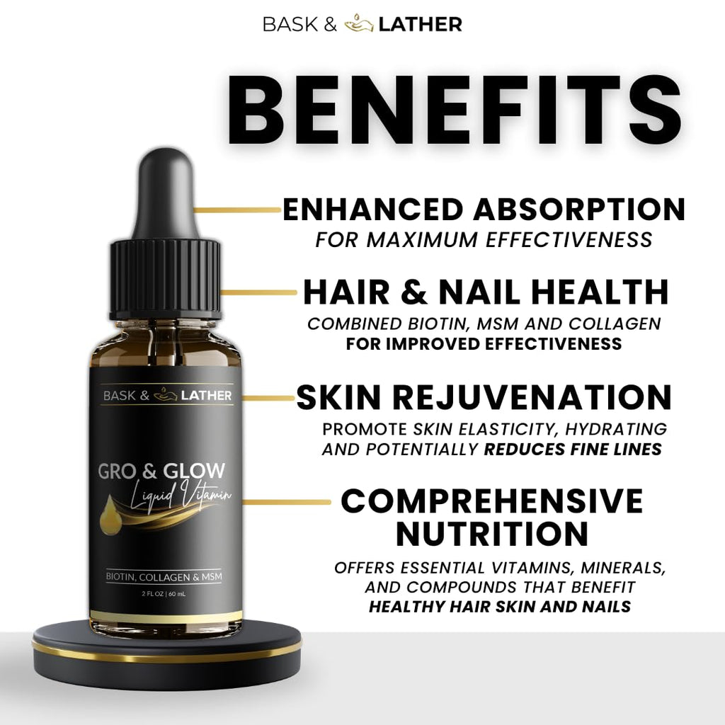 Liquid Vitamin Bask & Lather Gro & Glow for Hair & Nails

