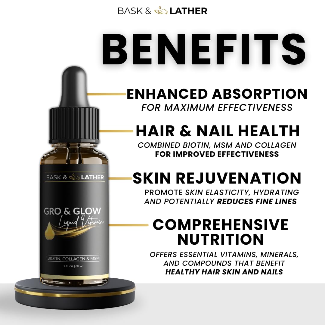 Liquid Vitamin Bask & Lather Gro & Glow for Hair & Nails

