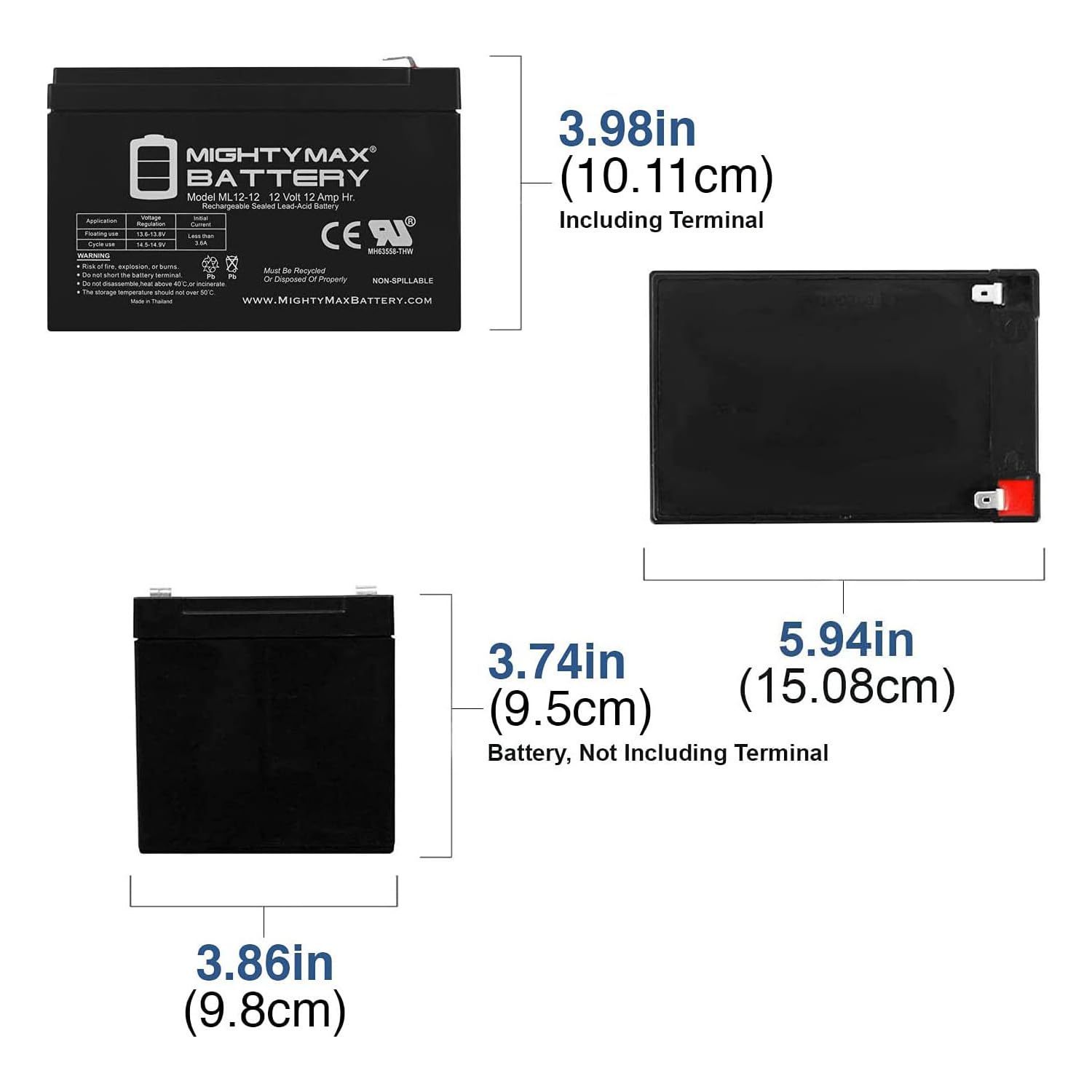 Mighty Max ML12-12 12V 12Ah SLA Battery | UL Certified

