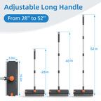 Scrub Brush with Long Handle 3-in-1 Floor Scrubber Squeegee

