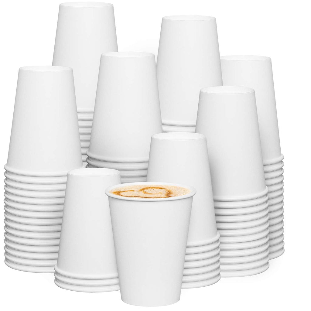Disposable White Paper Cups by GUSTO for Hot Beverages

