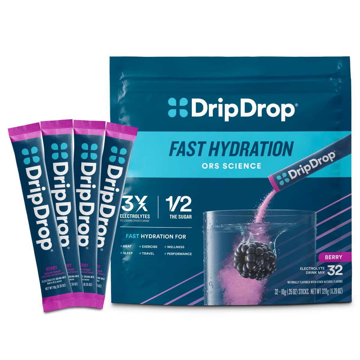 DripDrop Hydration Packets - Electrolyte Powder Drink Mix