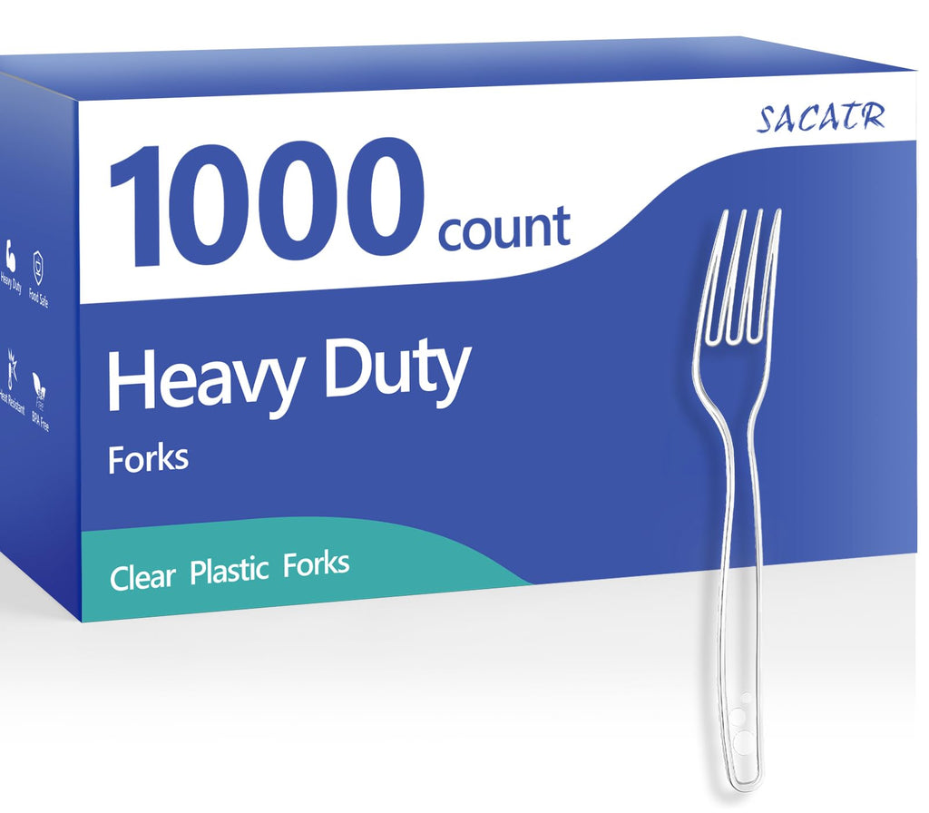 SACATR Heavy Duty Plastic Forks BPA-Free Disposable Cutlery

