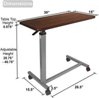 Vaunn Pneumatic Adjustable Overbed Table with Wheels

