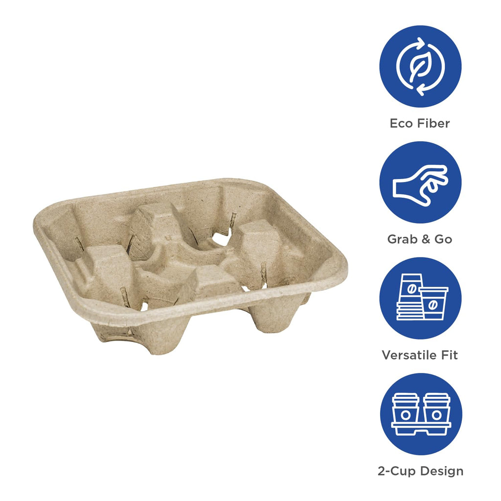 Karat Disposable Drink Carrier Molded Fiber Tray

