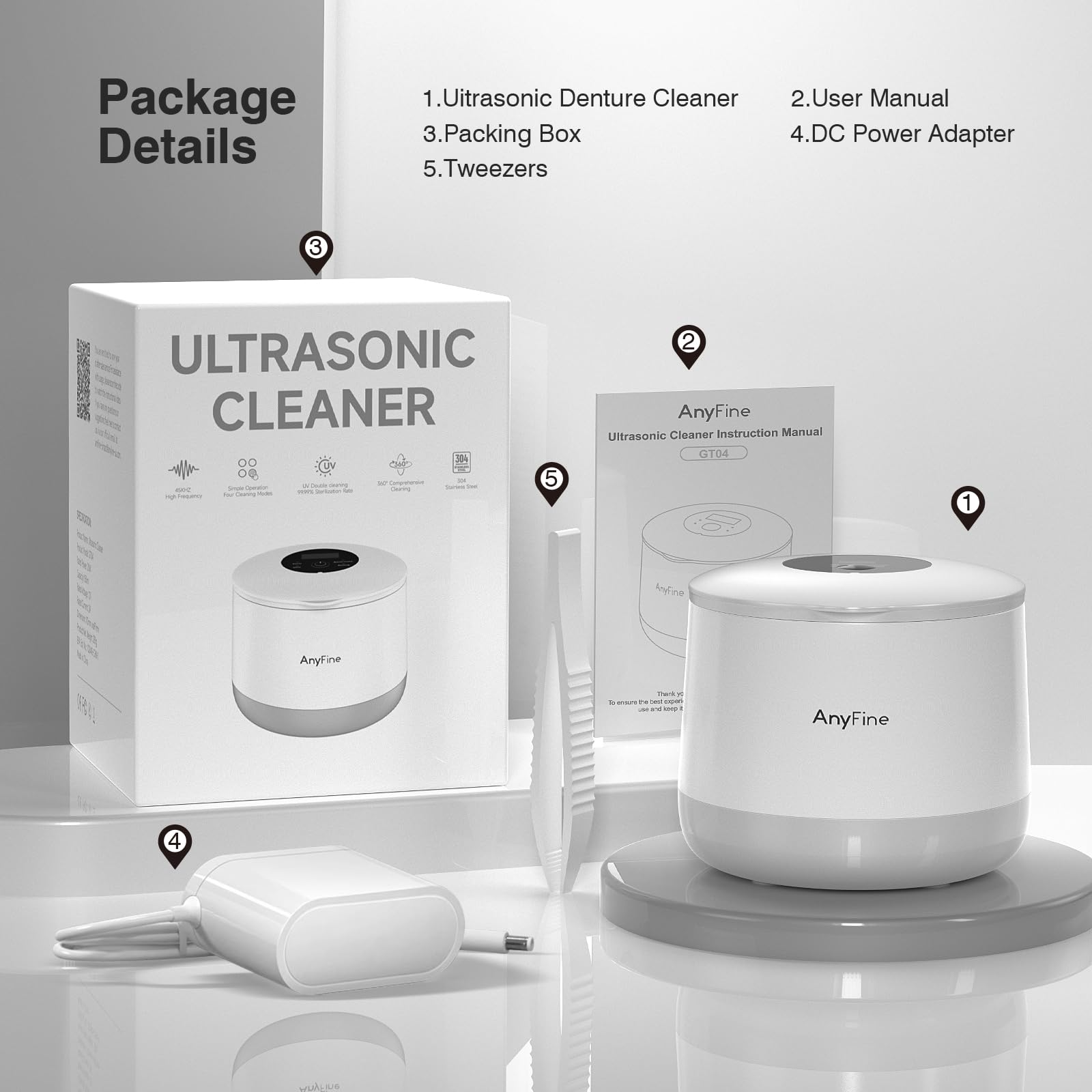 Ultrasonic Dentures Cleaner for Retainers and Jewelry

