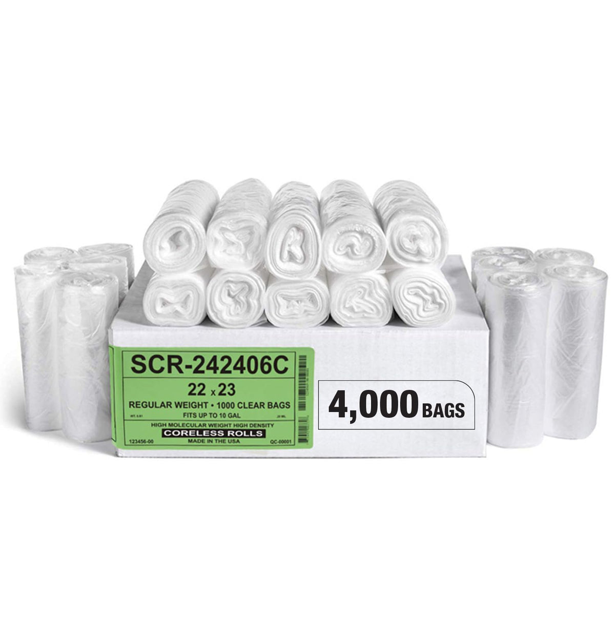 Aluf Plastics High-Density Trash Bags, Coreless Roll