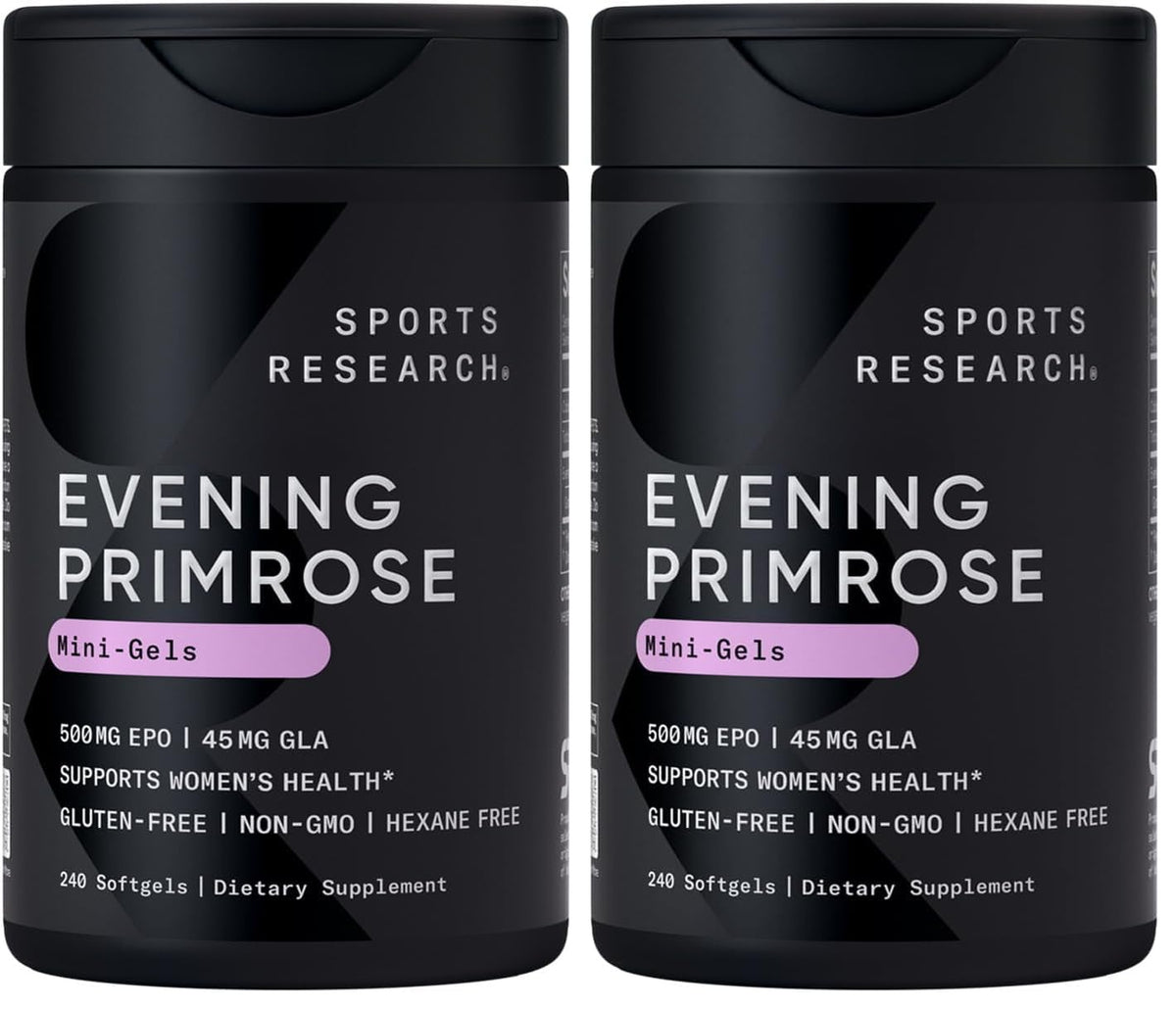 Sports Research Evening Primrose Oil Softgels for Women's Health & Skin