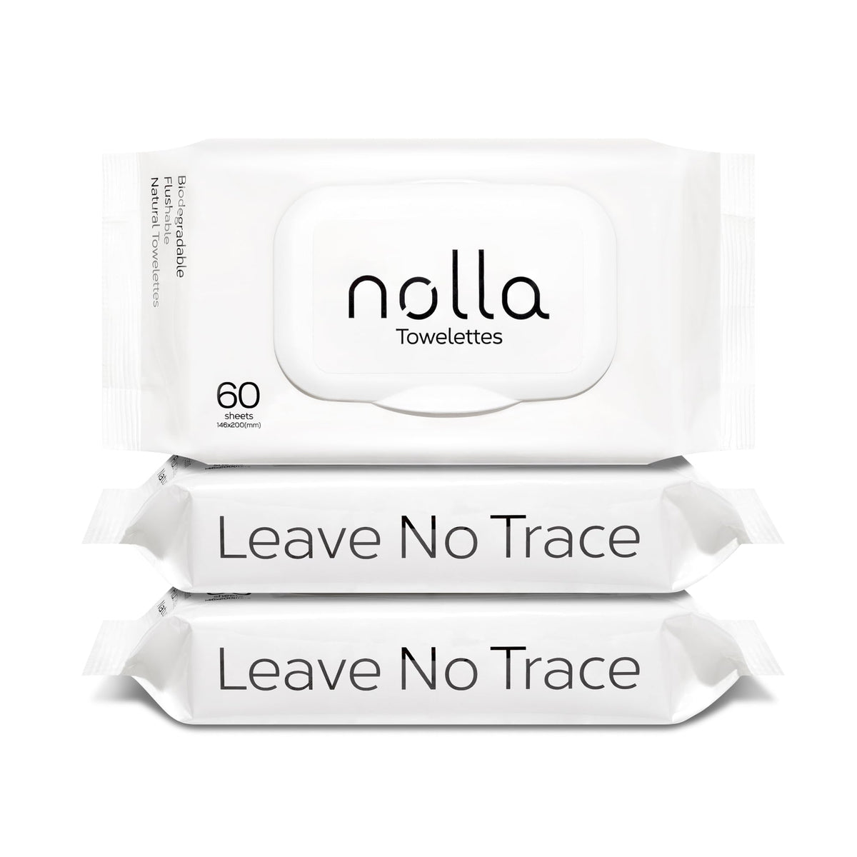 Nolla Flushable Wipes - Plant-Based Biodegradable Wet Wipes