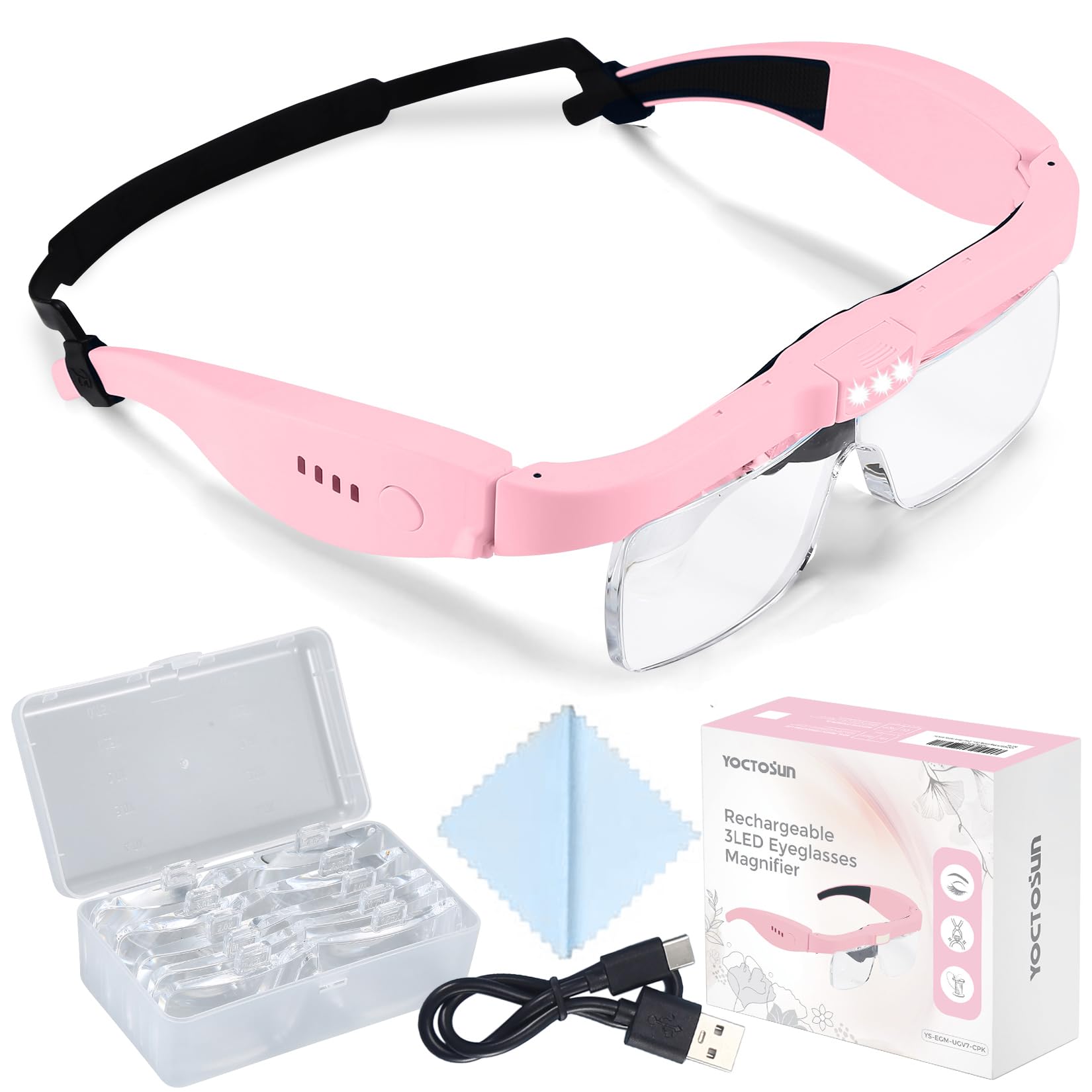 YOCTOSUN Magnifying Glasses with Light Headband Magnifier

