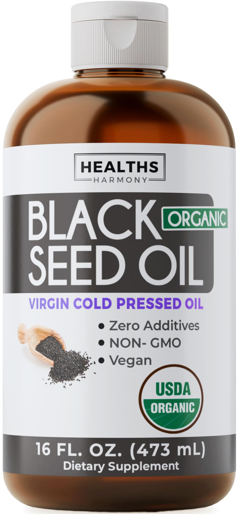 USDA Organic Black Cumin Seed Oil Liquid - Nigella Sativa Cold-Pressed Antioxidant Supplement